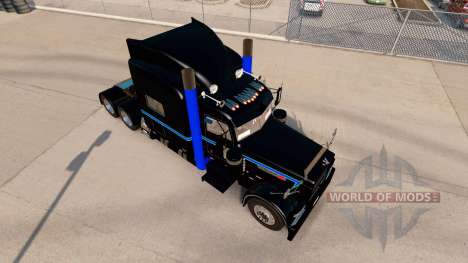Скин Black Green Blue на тягач Peterbilt 389 для American Truck Simulator