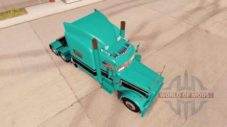 Скин Turquoise black на тягач Peterbilt 389 для American Truck Simulator