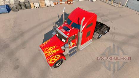Скин Flame на тягач Kenworth W900 для American Truck Simulator