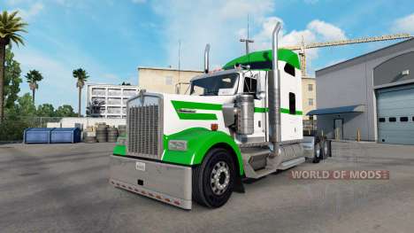 Скин White & Green на тягач Kenworth W900 для American Truck Simulator