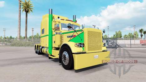 Скин Yellow Green на тягач Peterbilt 389 для American Truck Simulator
