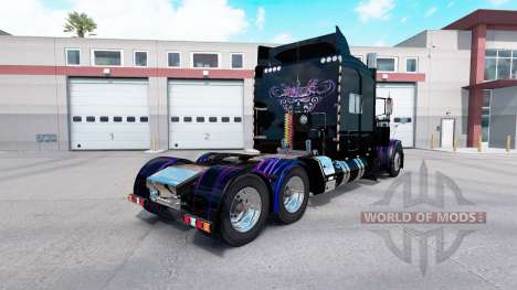 Скин Purple-pink flame на тягач Peterbilt 389 для American Truck Simulator