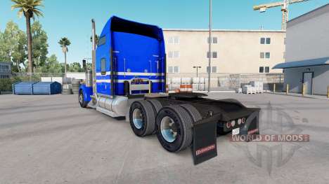 Скин Blue White Stripes на тягач Kenworth W900 для American Truck Simulator