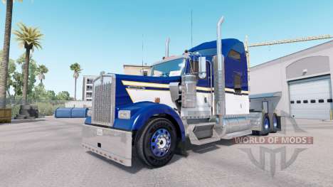 Скин Blue Yellow White на тягач Kenworth W900 для American Truck Simulator