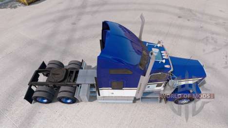 Скин Blue Yellow White на тягач Kenworth W900 для American Truck Simulator
